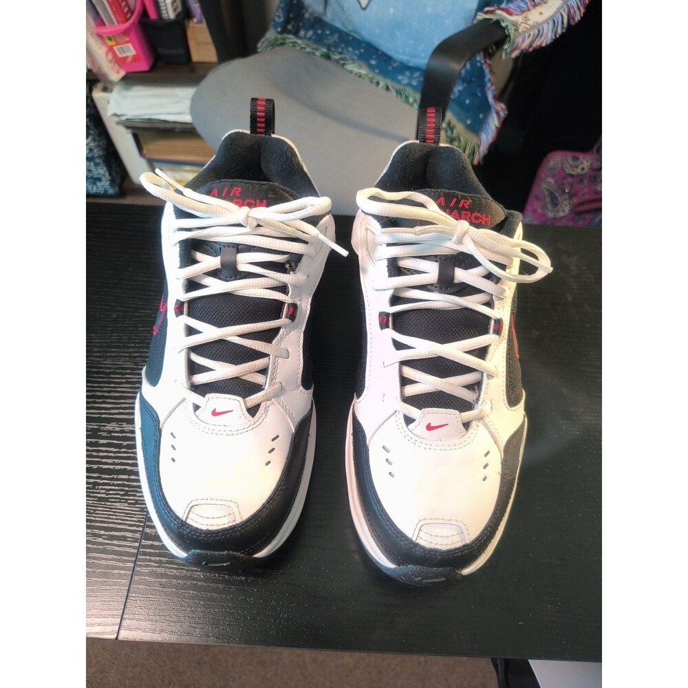 Mens Nike Air Monarch IV Size 9 Wide 4E White Red Black Clean